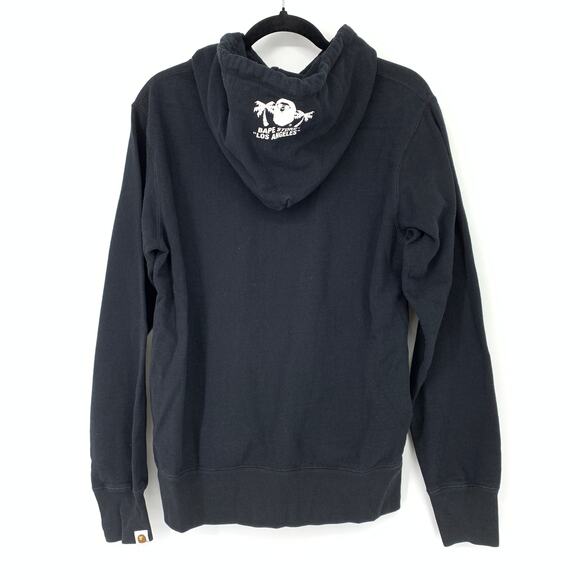 Bape A Bathing Ape Men's Sz Medium Palm Tree Hoodie Sweatshirt Long Sleeve Black - Picture 2 of 9